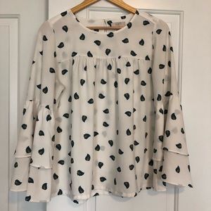 LOFT white feather print top